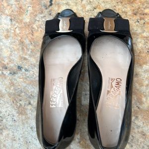 Ferragamo patent leather low heels. Size 6